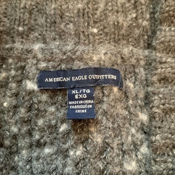 American Eagle Mock Neck Pullover Wool Blend Sweater Gray - Size XL - Picture 3 of 4